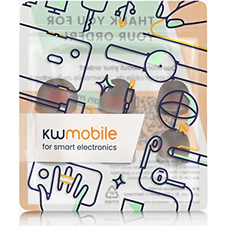 kwmobile 6X Polster kompatibel mit JBL Tune 120TWS / T125TWS - 3 Größen - Silikon Ohrstöpsel In-Ear Kopfhörer - Schwarz – Bild 5