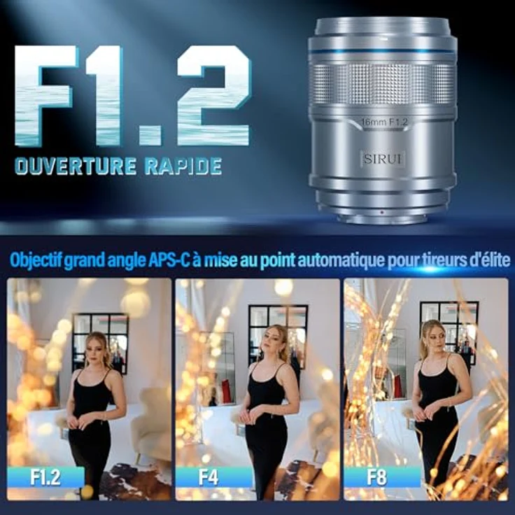 SIRUI Sniper 16mm Autofokus Objektiv, F1.2 Weitwinkel APS-C E-Mount für A6400, A6700, ZV-E10, FX3/30, Silber – Bild 2