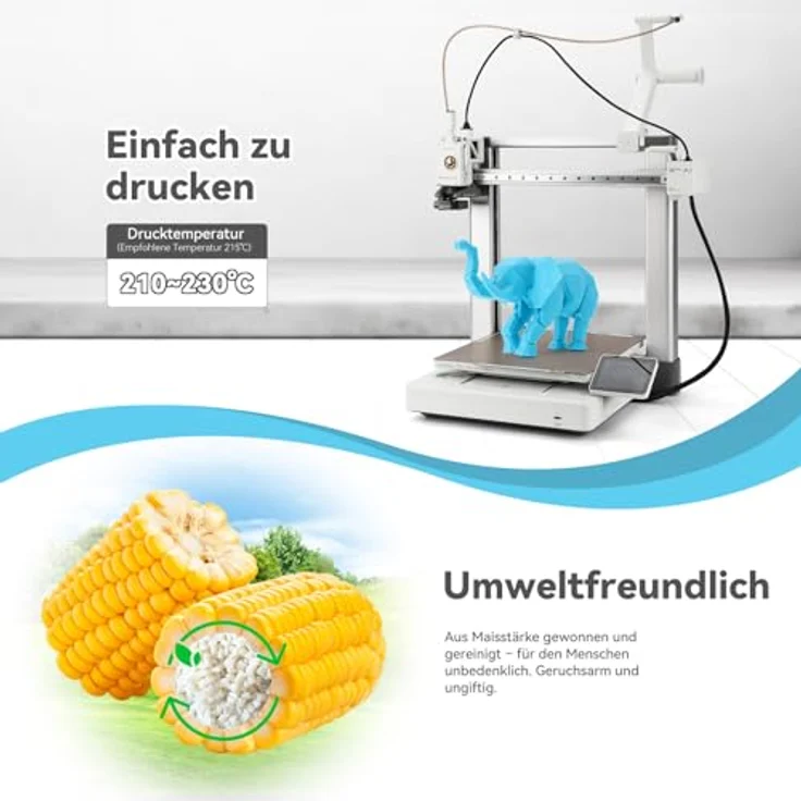 3DHoJor PLA+ Filament 1.75mm Himmelblau, 1KG, hohe Zähigkeit und Schichtadhäsion – Bild 3