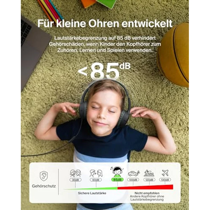 Belkin SoundForm On-Ear Kopfhörer für Kinder, kabelgebunden, schwarz, Modell AUD010hqBK – Bild 3