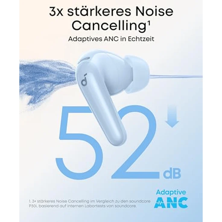 soundcore by Anker P31i kabellose Bluetooth-Kopfhörer, Hi-Res Sound, Adaptive ANC, 6 Mikrofone, Blau – Bild 2