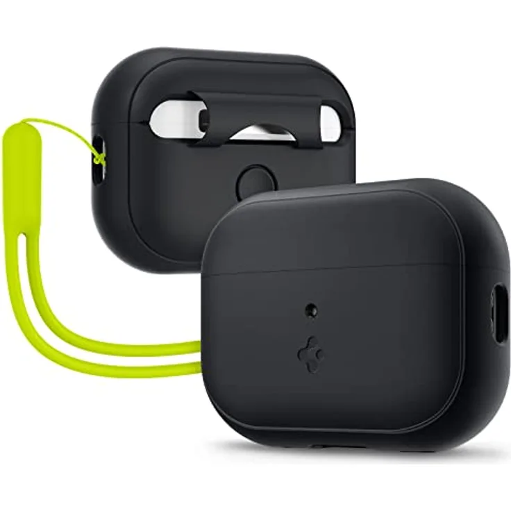 Spigen Silicone Fit Hülle Case für AirPods Pro 2. Generation (2023/2022) - Stoßdämpfend, Schlank und leicht - Schwarz/Grün