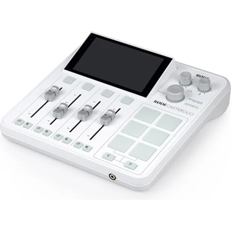 RODE Rodecaster Duo Station Weiss, Audio Production Studio mit 2x XLR/TRS-Combo-Eingängen und 6 programmierbaren Smart Pads, inkl. keepdrum Kopfhörer – Bild 5