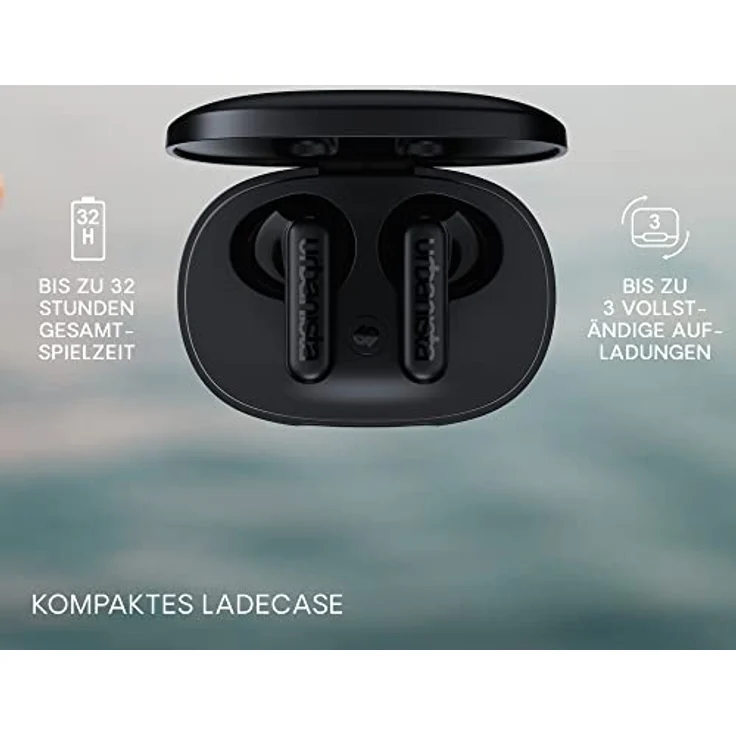 Urbanista Copenhagen True Wireless In Ear Kopfhörer Bluetooth 5.2, Touch-Bedienung Earbuds & Noise Cancelling Mikrofon, 32 Std. Spielzeit, USB C Ladecase, IPX4 Wasserabweisend, Mitternachtsschwarz – Bild 5