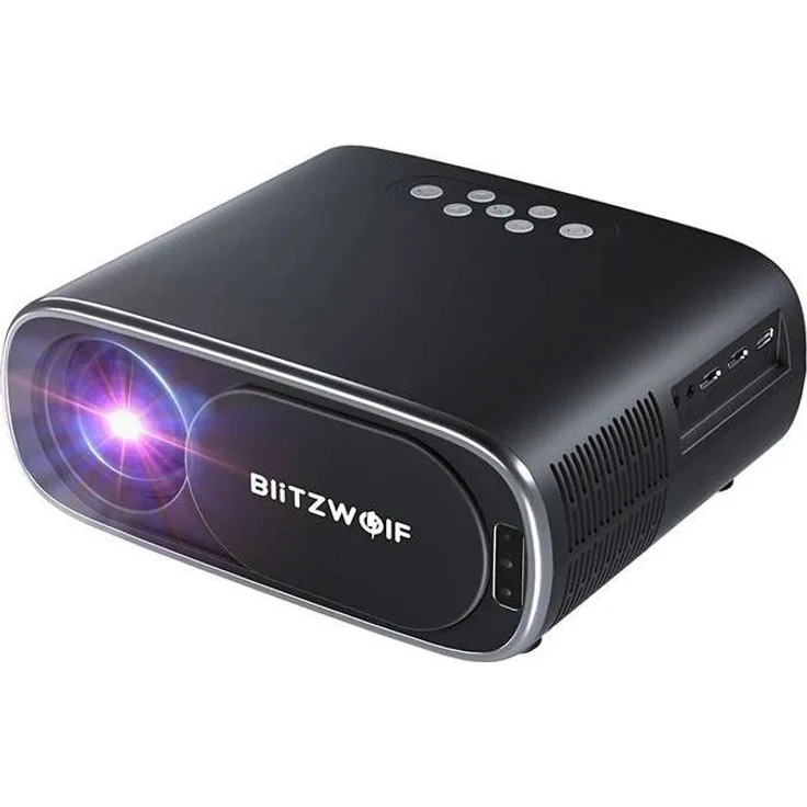 BlitzWolf BW-V4, 1080p LED Beamer mit Wi-Fi, Bluetooth 5.0, automatischer Trapezkorrektur und Autofokus, schwarz