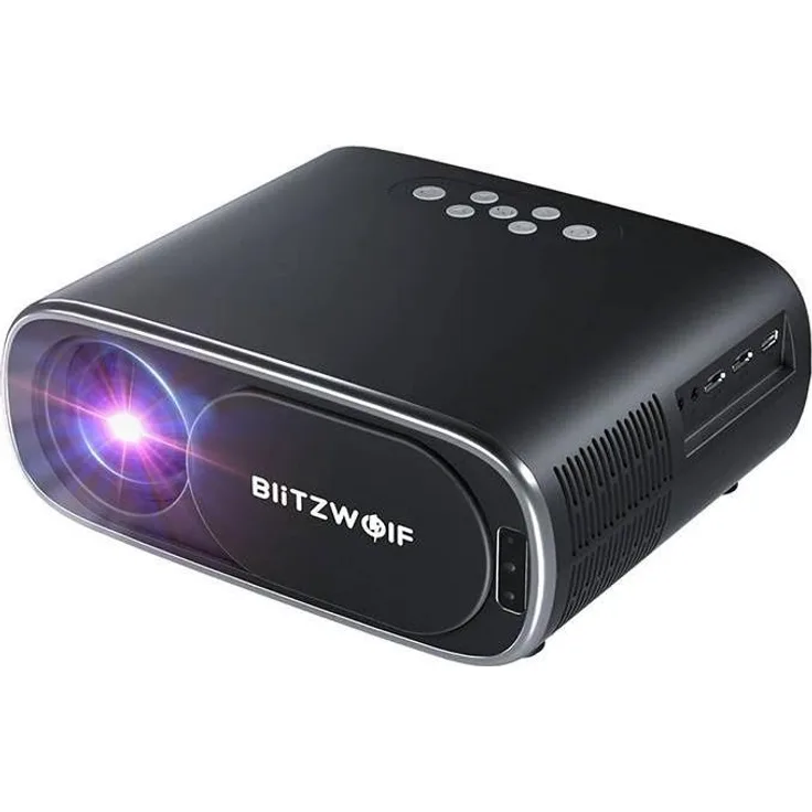 BlitzWolf BW-V4, 1080p LED Beamer mit Wi-Fi, Bluetooth 5.0, automatischer Trapezkorrektur und Autofokus, schwarz