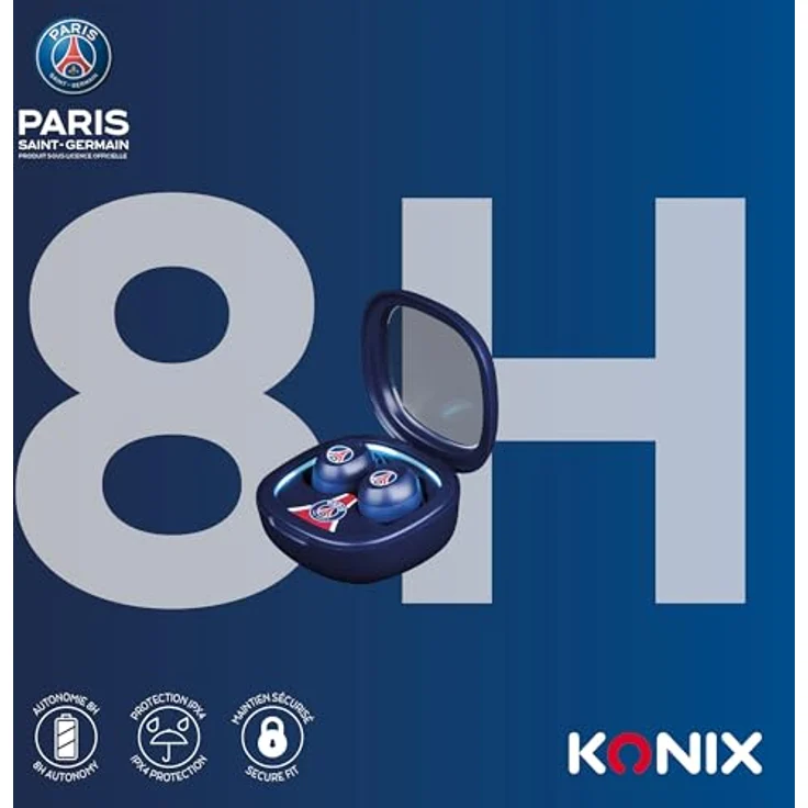 Konix PSG, Kabellose Kopfhörer mit True Wireless Stereo, IPX4 Schutz, 8 Stunden Akkulaufzeit, Blau – Bild 6