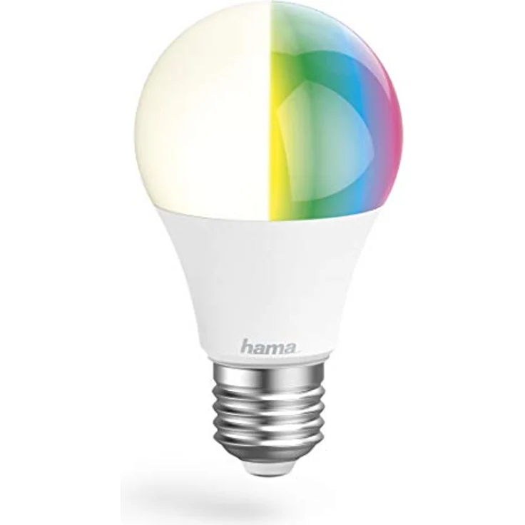Hama WLAN LED Lampe E27 (Smart Home Lampe 10W Glühbirne, dimmbar, mehrfarbig RGBW, WIFI LED Lampe mit Sprachsteuerung und App, kompatibel mit Alexa, Google, Siri, Apple, kein Hub nötig) – Bild 1