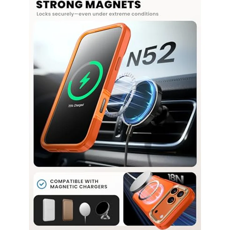 i-Blason Ares Flip Hülle für iPhone 17 Pro Max, orange, Stoßfest bis 6m, 360° Schutz, MagSafe-kompatibel – Bild 7