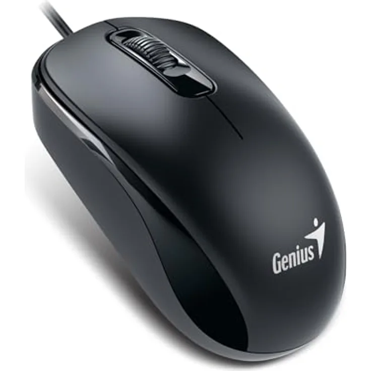 Genius DX-110, Kabelgebundene USB-Typ-C-Plug-and-Play-Maus mit 1000 DPI, 3 Tasten, Scrollrad, beidhändig, 1,5 m Kabel, Schwarz