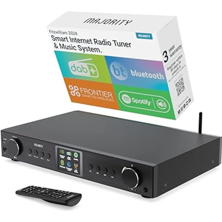 MAJORITY Fitzwilliam, DAB Plus Internetradio WLAN Tuner mit Spotify Connect, Fernbedienung und Farbdisplay, Schwarz – Bild 1