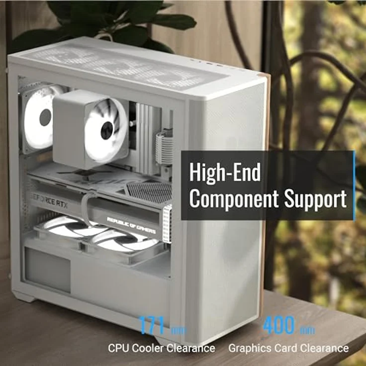 AeroCool Geh Midi D501A-G-WT-V2 (W/ Wood/ ATX) PC-Gehäuse mit Holzakzentuiertem Mesh-Frontplatten-Design – Bild 5