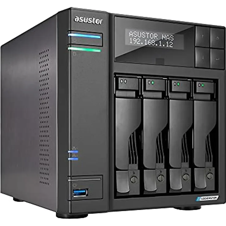 Asustor Lockerstor 4 Gen 2 AS6704T | 4 Bay NAS - Netzwerkspeicher Gehäuse, Quad Core 2.0GHz CPU, 4 M.2 PCIe 3.0 ssd Slot, 2 2.5GbE Port, 4GB RAM DDR4