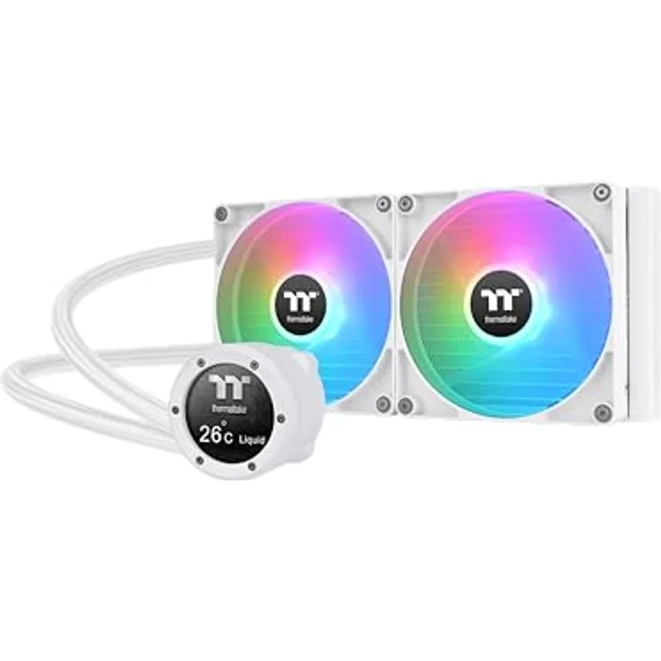 Thermaltake TH280 V2 Ultra ARGB Sync, CPU Wasserkühler AIO mit 280 mm Radiator, zwei CT140 ARGB-Lüftern, Weiss