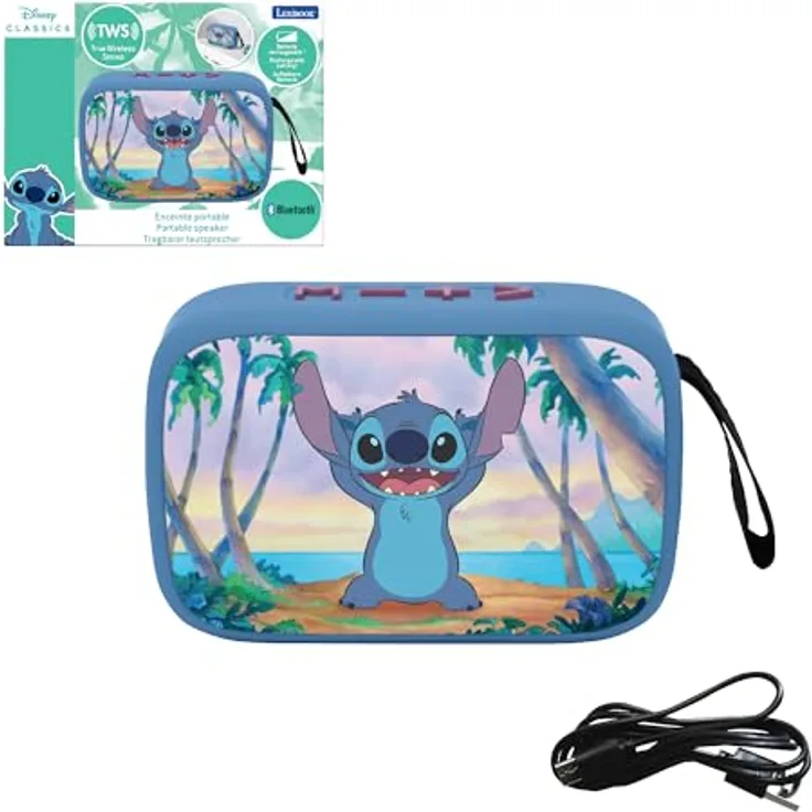 Lexibook Tragbarer Lilo & Stitch Bluetooth-Lautsprecher, wasserdicht und robust, One Size
