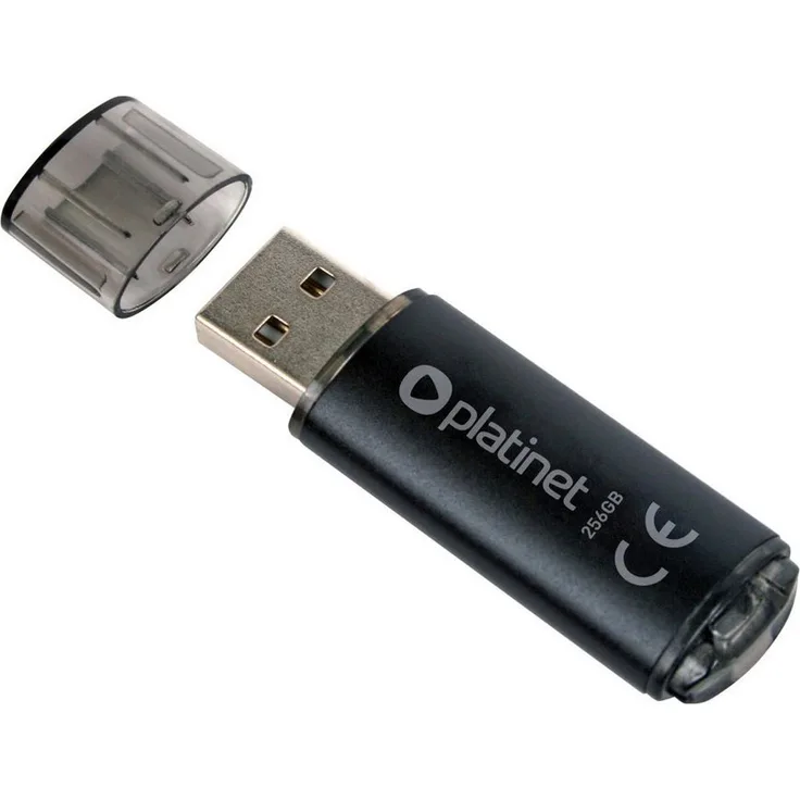 Platinet PMFE256 USB-Stick X-Depo, 256 GB, USB 2.0, Lesegeschwindigkeit 22 MB/s, Aluminiumgehäuse, Schwarz/Anthrazit