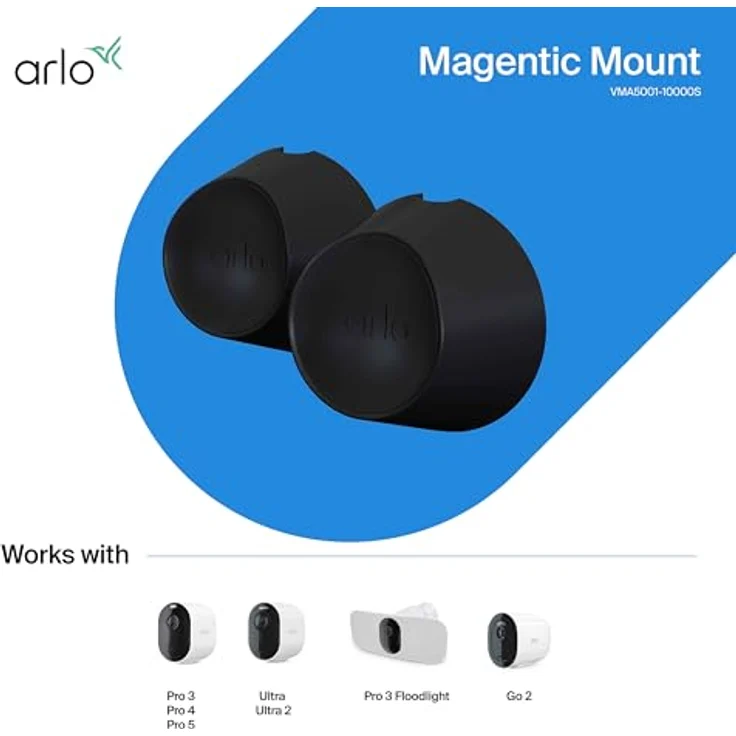 Arlo Zubehör, Magnetische Wandhalterungen (offiziell, 2er Set, Innen-Außen, nur mit kabelloser Arlo Ultra und Pro3 Überwachungskamera kompatibel) VMA5001, schwarz – Bild 4