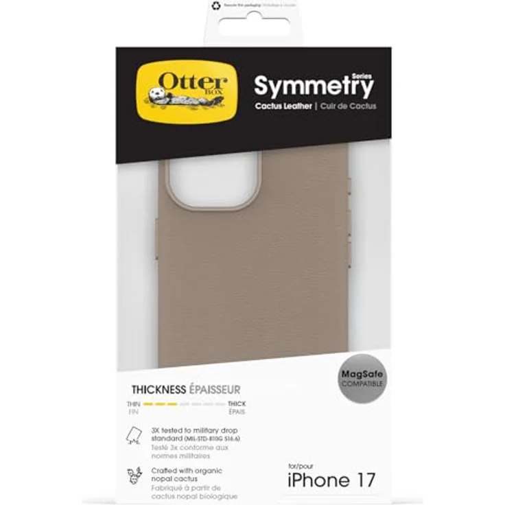 OtterBox Symmetry Series Cactus Leather MagSafe Hülle für iPhone 17, stoßfest, dünn, 3X getestet nach Militärstandard, Grau – Bild 5