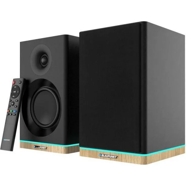 Blaupunkt BS60BK, Bluetooth Lautsprecher mit 2 x 30 W RMS, integrierter LED-Beleuchtung und Fernbedienung, schwarz