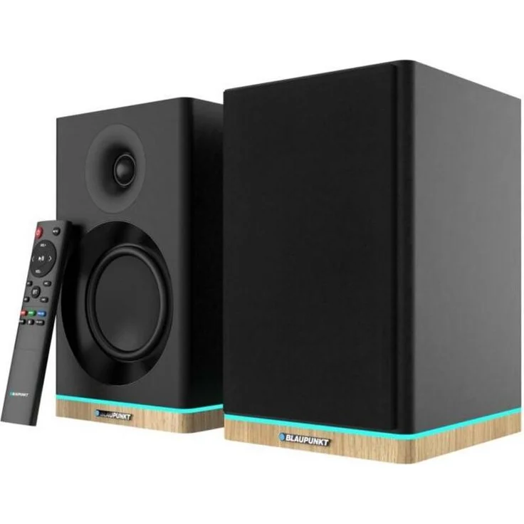 Blaupunkt BS60BK, Bluetooth Lautsprecher mit 2 x 30 W RMS, integrierter LED-Beleuchtung und Fernbedienung, schwarz