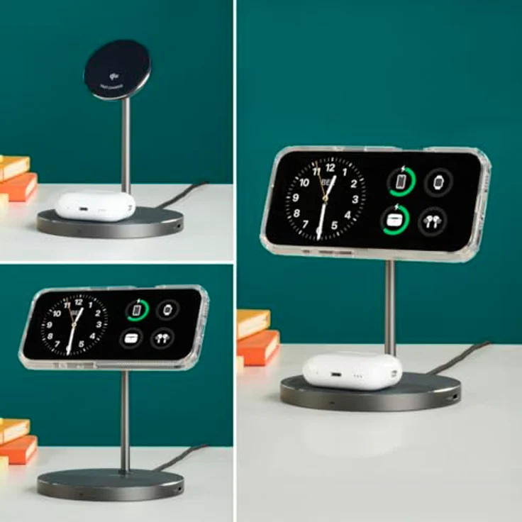 Hama Kabelloses Qi2-Ladegerät, 2in1-Ladestation mit 15W Schnellladefunktion und neigbarem Smartphone-Halter, Schwarz – Bild 10