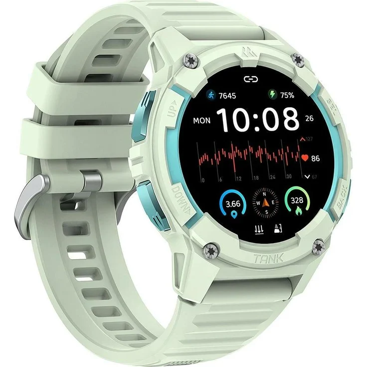 Kospet Smartwatch Tank S2, robuste Smartwatch mit MIL-STD-810H, 54 mm Touchscreen, grün, bis zu 12 Tage Akkulaufzeit, IP69K, Dualband-Positionierungssystem