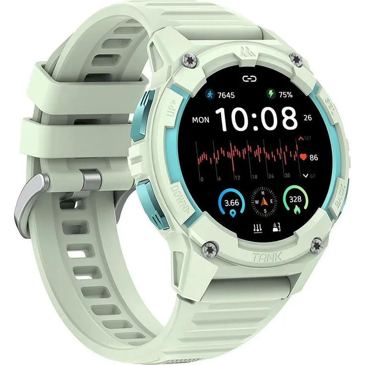 Kospet Smartwatch Tank S2, robuste Smartwatch mit MIL-STD-810H, 54 mm Touchscreen, grün, bis zu 12 Tage Akkulaufzeit, IP69K, Dualband-Positionierungssystem