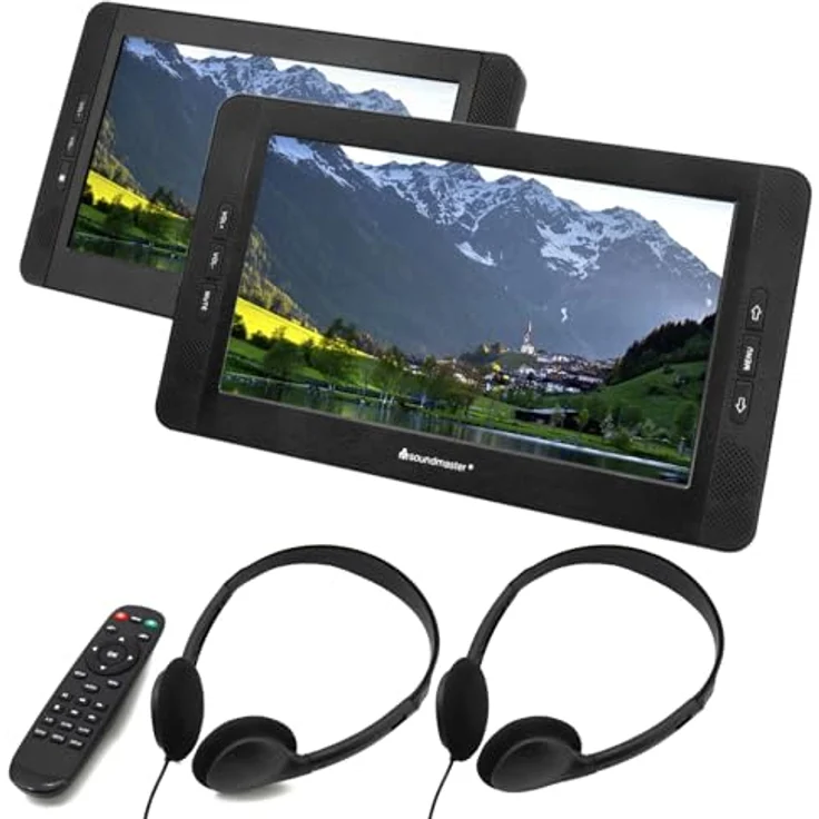 Soundmaster PDB1850SW Tragbarer DVD-Player, 25,6 cm (10.1 Zoll), schwarz, CD/DVD-Playback, wandmontierbar, versandkostenfrei – Bild 1