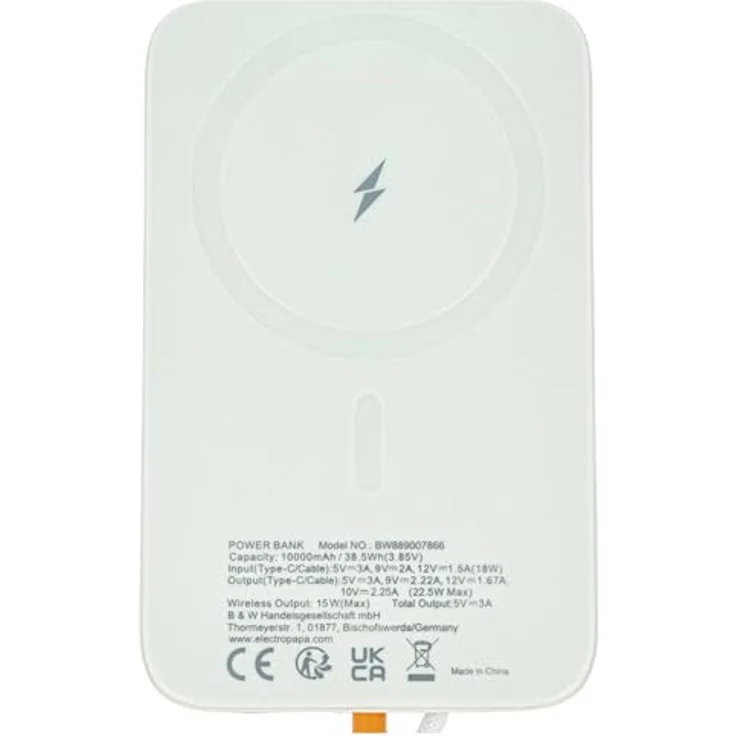 vhbw Powerbank 10000 mAh, Magnetisch Wireless, USB-C, 22,5 W, Beige, für schnelles Aufladen unterwegs – Bild 4