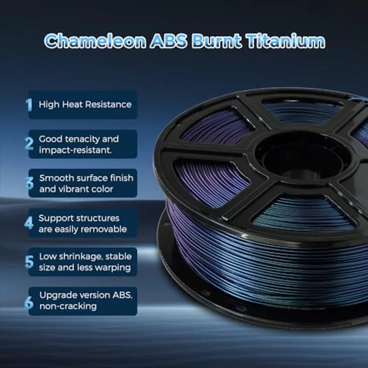 FLASHFORGE ABS Filament 1.75mm, Burnt Titanium Chamäleon, Farbwechsel, hitzebeständig, 1KG Spule (2.2lbs) – Bild 3