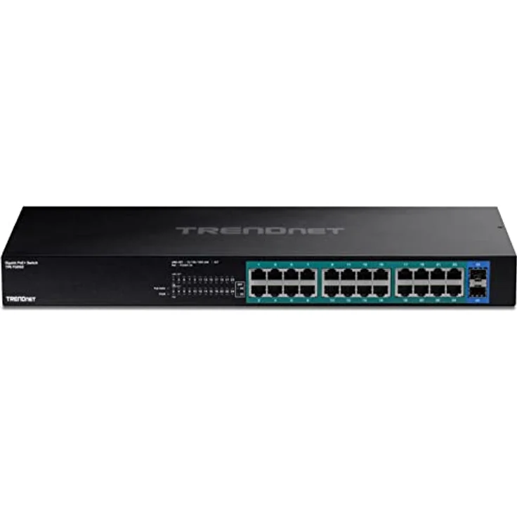 TRENDnet TPE-TG262 26-Port-Gigabit-PoE+-Switch, 24 x 30-W-PoE+-Ports, 2 Gigabit-SFP-Steckplätze, 380-W-PoE-Budget, 52-Gbit/s-Switching-Kapazität, 1 HE 19-Zoll-Rack-montierbar, Schwarz – Bild 5