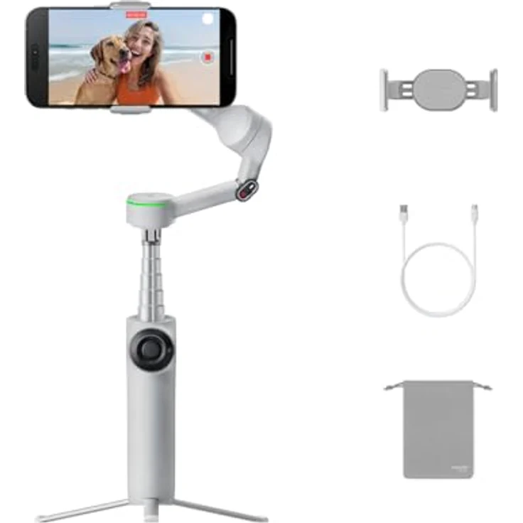 Insta360 Flow 2 Pro Grau - Faltbarer AI Gimbal, Tracking in 200+ Apps mit Apple DockKit, Multi-Personen- & 360º-Pan-Tracking, integriertes Stativ/Selfie-Stick, tragbarer iPhone/Android Stabilisator – Bild 1