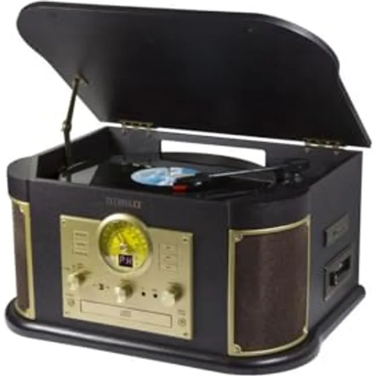 Technaxx TX-103 Plattenspieler (Halbautomatisch) mit Bluetooth-Funktion, Schwarz