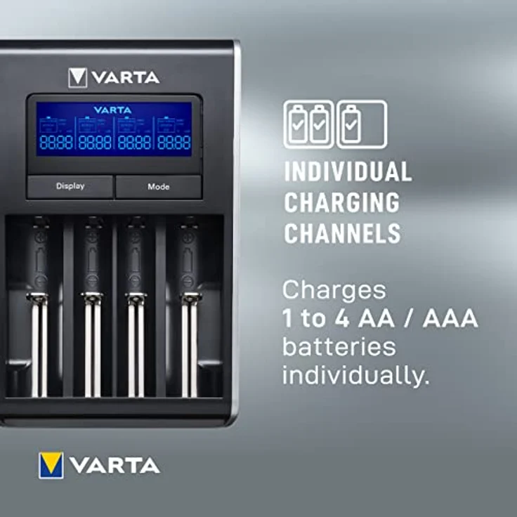 Varta LCD Dual Tech Ladegerät (geeignet für Ni-MH AA-AAA, Li-Ion 18650, 18490, 18350, 17670, 17500, RCR123A - 17335 - 16340, 14500, 10440, per USB ladbare Geräte, Einzelschachtladung) – Bild 14