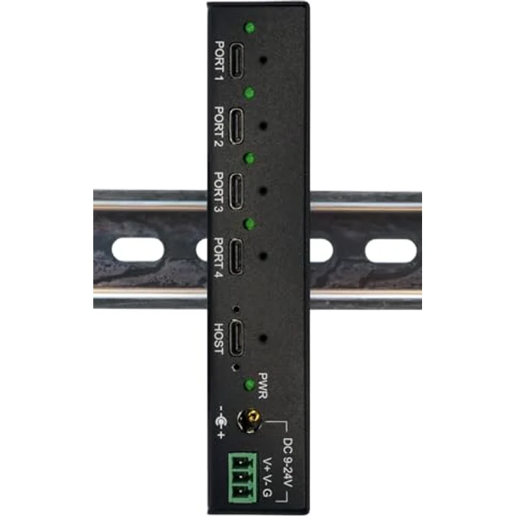 Exsys EX-12294HMS 4 Port USB 3.2 Metall HUB, 4x USB-C mit 15KV ESD Schutz, bis zu 3A pro Port, Wand- und Rackmontage – Bild 2