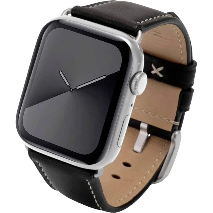 JT Berlin Watchband Charlie, Armband für Apple Watch 42 mm, 44 mm, 45 mm, 49 mm, Schwarz und Silber, inspiriert von Checkpoint Charlie
