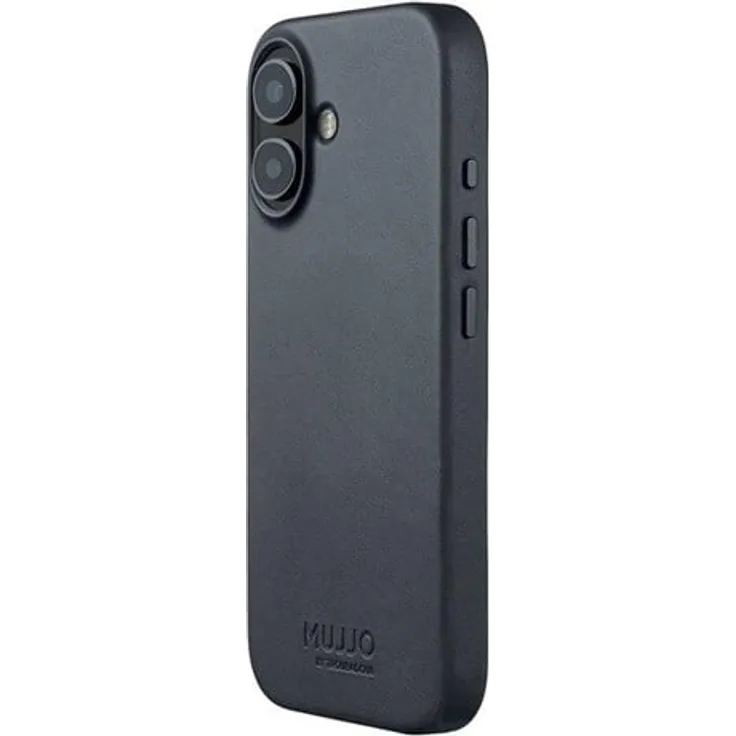 Mujjo Full Leather Case für iPhone 17, Velore-Leder in Basalt, MagSafe-kompatibel, erhöhte Kameraerhöhung, japanisches Mikrofaserfutter