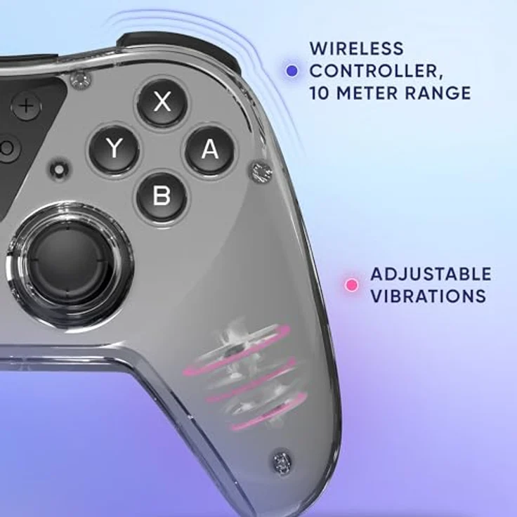 Oniverse Kabelloser Controller für Switch OLED Lite PC ANDROID iOS, Ladestation, Einstellbare Vibrationen, Makro-Tasten, Turbo-Modus, Wake-Up, 6-Achsen-Gyroskop, Astralite (Nysa Grey/Grau) – Bild 5