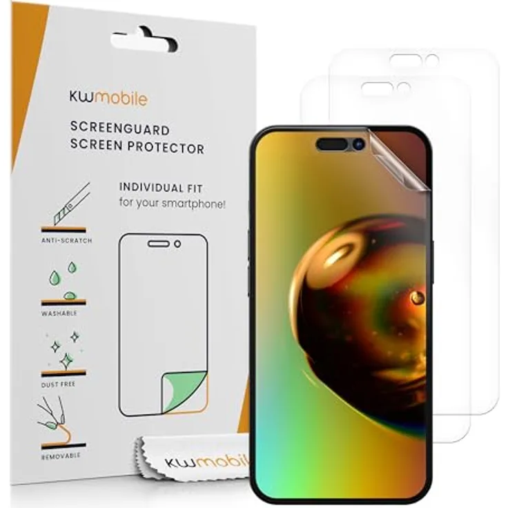 kwmobile 3X Displayschutzfolie kompatibel mit Apple iPhone 16 - klare Schutzfolien Set in transparent