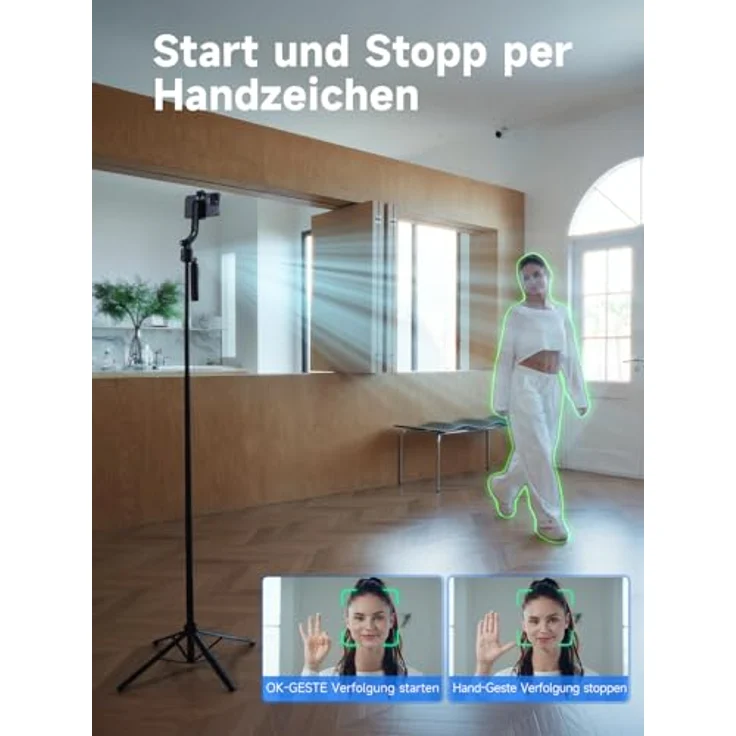 Rollei Easy Creator Quadpod mit AI Tracking, Höhenverstellbar bis 1,63 m, stabile Quadpod-Basis für verwacklungsfreie Videos – Bild 3