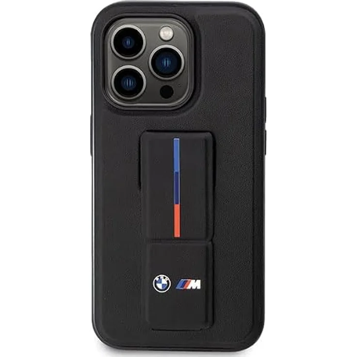 BMW Grip Stand Hot Stamp iPhone 14 Pro Case - Schwarz, mit M Performance Design, Wrist Strap und integrierter Standfunktion – Bild 3