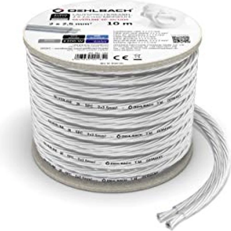 Oehlbach Silverline SP-25 - Stereo HI-FI Lautsprecherkabel - Boxenkabel mit SPOFC (versilbertes Kupfer) 2x2,5mm² - Mini Spule Lautsprecher Kabel - 10m – Bild 3