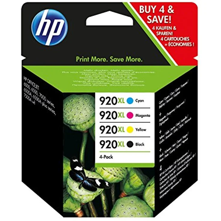 HP 920 XL Multipack Original Druckerpatronen (geeignet für HP Officejet), schwarz-blau-magenta-gelb – Bild 2
