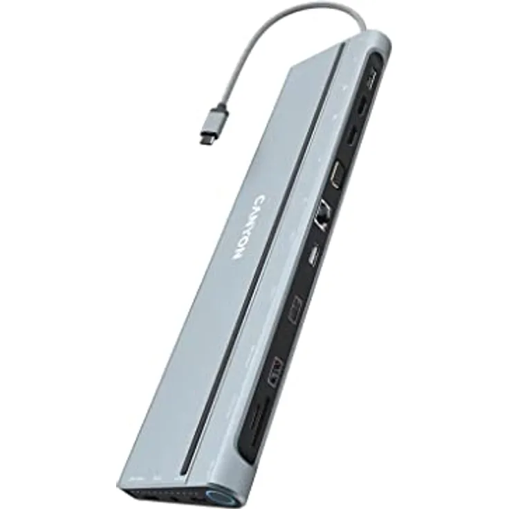CANYON Dockingstation USB-C auf 2xHDMI/DP/2xUSB-C/RJ45/VGA - USB-C-Hub DS-90 (CNS-HDS90) mit 14 Anschlüssen