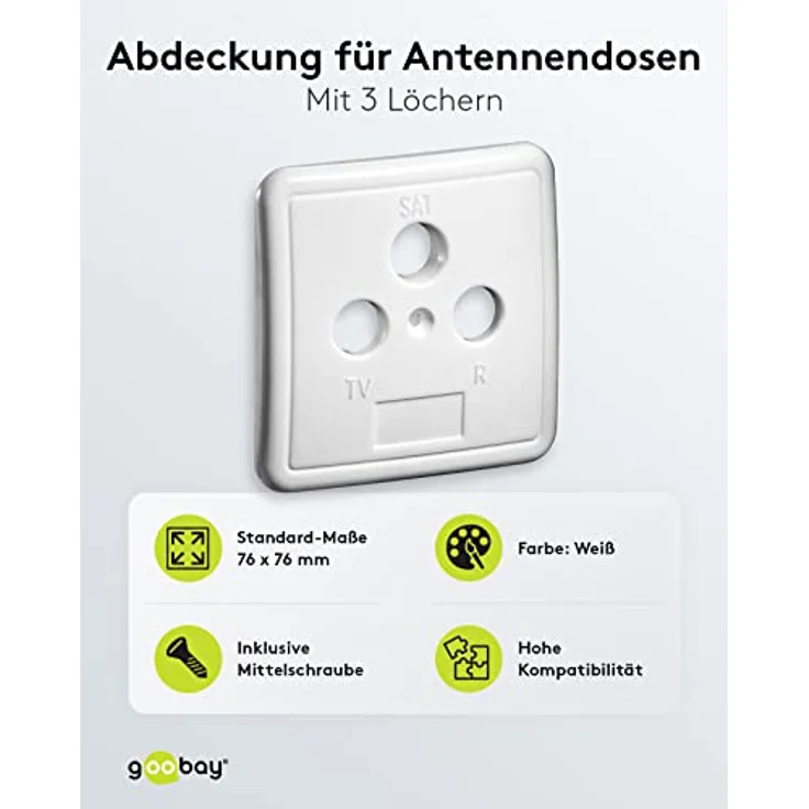 Abdeckplatte GOOBAY 67051, 3-loch, weiß – Bild 3
