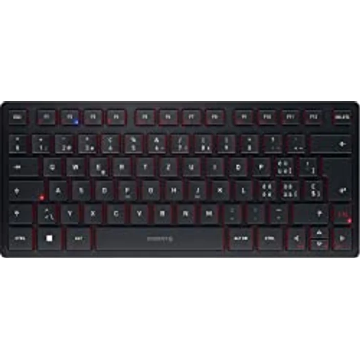 CHERRY KW 9200 Mini, kompakte Multi-Device-Tastatur für bis zu 4 Endgeräte, Schweizer Layout (QWERTZ), wahlweise Verbindung per Bluetooth®, Funk oder Kabel, wiederaufladbar, schwarz – Bild 1