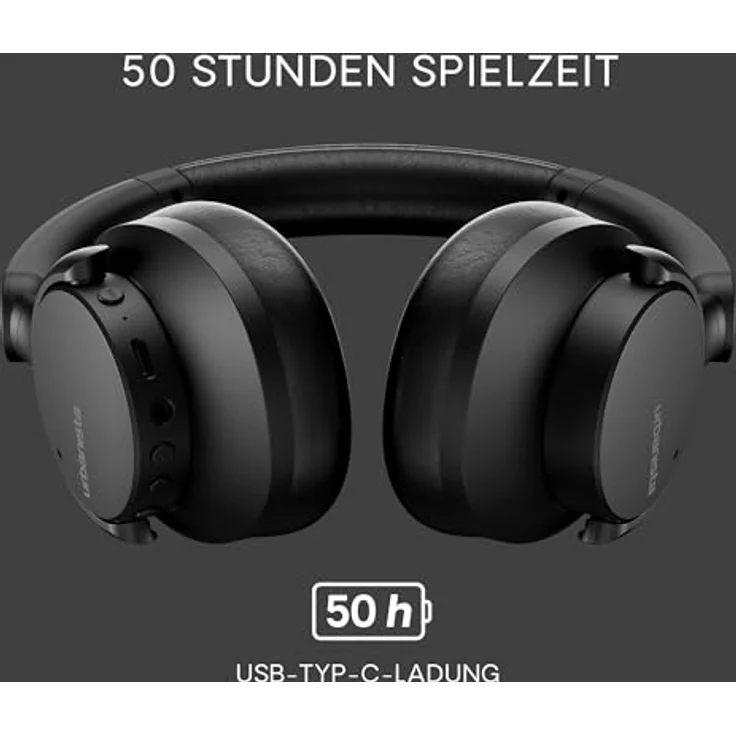 Urbanista Valencia Bluetooth Kopfhörer Over-Ear, Active Noise Cancelling, 50h Spielzeit, Hi-Res Audio, Deep Bass, Verbindung von 2 Geräten, Schwarz – Bild 4