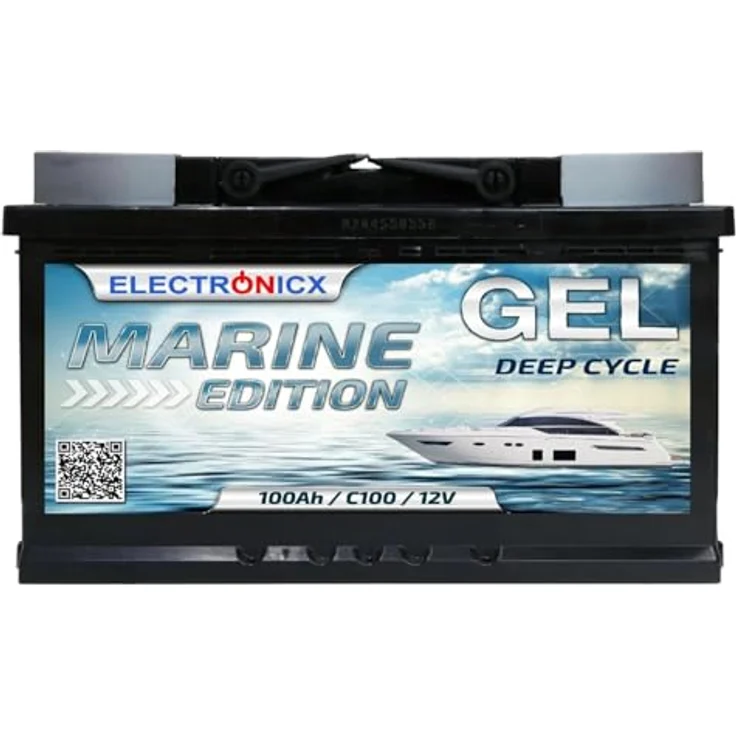 Electronicx Marine Edition GEL Batterie 100Ah 12V - wartungsfreie, zyklenfeste und auslaufsichere Bootsbatterie für Wohnmobil und Yacht – Bild 1