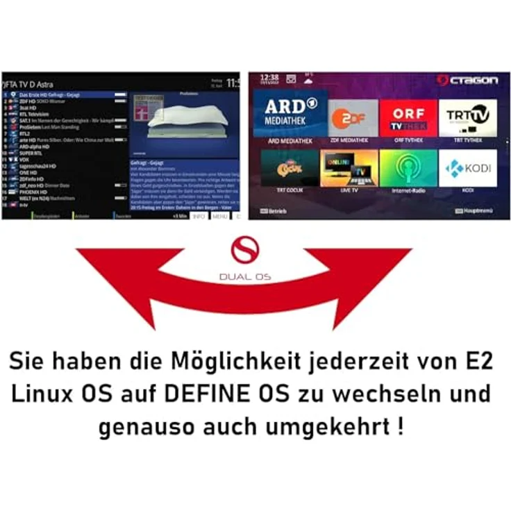 Octagon SF8008 UHD 4K Supreme Twin Sat Receiver + 500GB Festplatte INTERN, 2X DVB-S2X Tuner, E2 Linux & Define OS, mit Aufnahmefunktion, M.2 M Key, Gigabit LAN, Kartenleser, Sat to IP, WiFi WLAN - Octagon Sat-Receiver mit Twin Tuner und 500GB Festplatte, Multistream Support, Dual-Band-WiFi, Bluetooth 5.1, M.2-Schnittstelle. – Bild 4