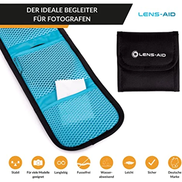 LENS-AID Filtertasche für Rundfilter mit Fächer für Filter bis 82mm, Aufbewahrungstasche für Polfilter, UV-Filter, Kamera Deckel etc. – Bild 3